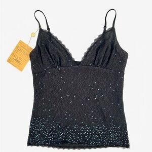 RARE Y2K Victoria’s Secret Archive Sequin Lace Cami Black Angel Era L/M